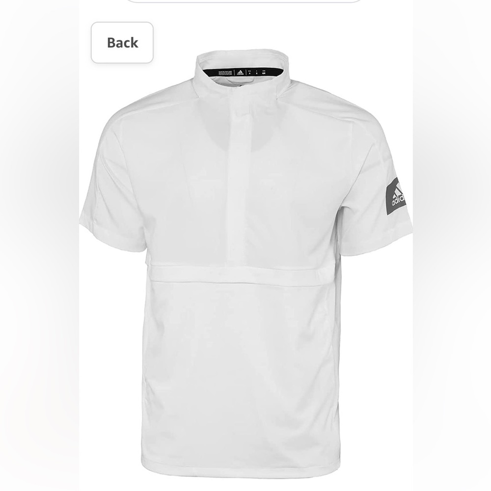 Adidas white quarter zip short sleeve shirt size L